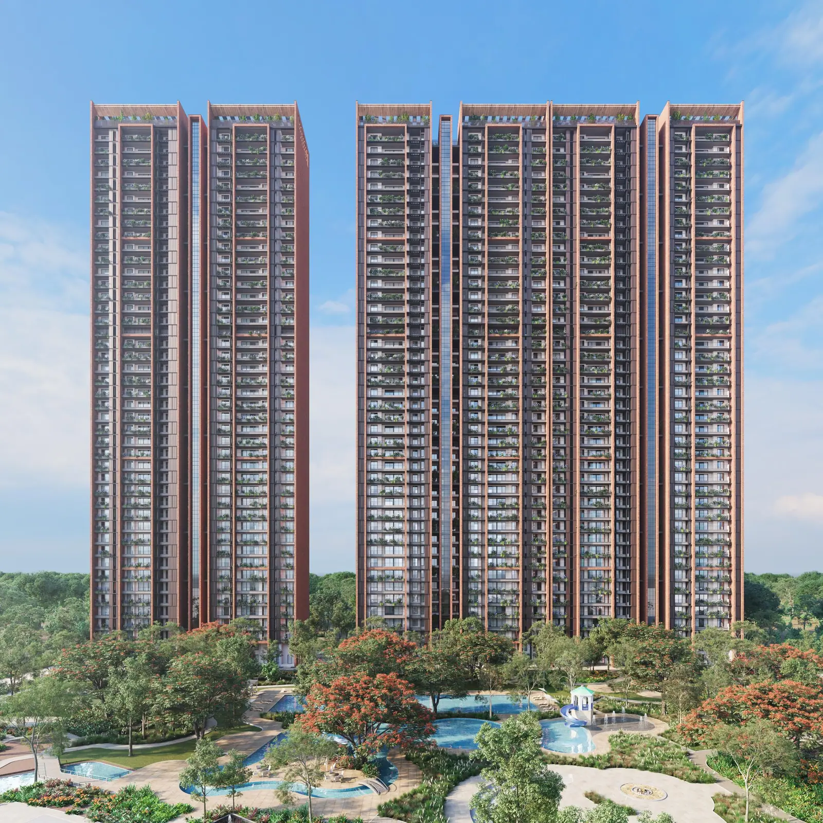 Tower 1 at SOBHA Aranya, a standalone signature tower overlooking landscaped gardens